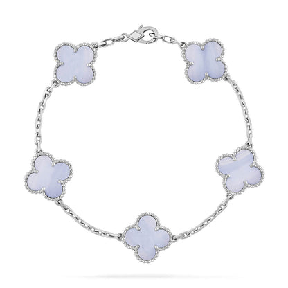 [LunaMar]LUCKY CLOVER 5-MOTIF BRACELET - PURPLE CHALCEDONY COLLECTION