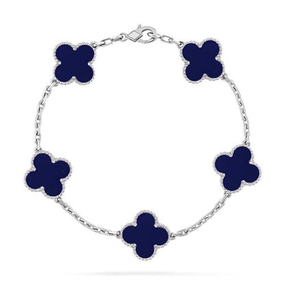 [LunaMar]LUCKY CLOVER 5-MOTIF BRACELET - LAPIS LAZULI COLLECTION