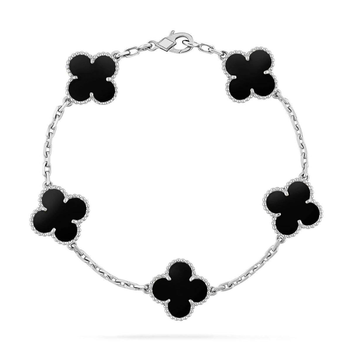 [LunaMar]LUCKY CLOVER 5-MOTIF BRACELET - BLACK OXNY COLLECTION