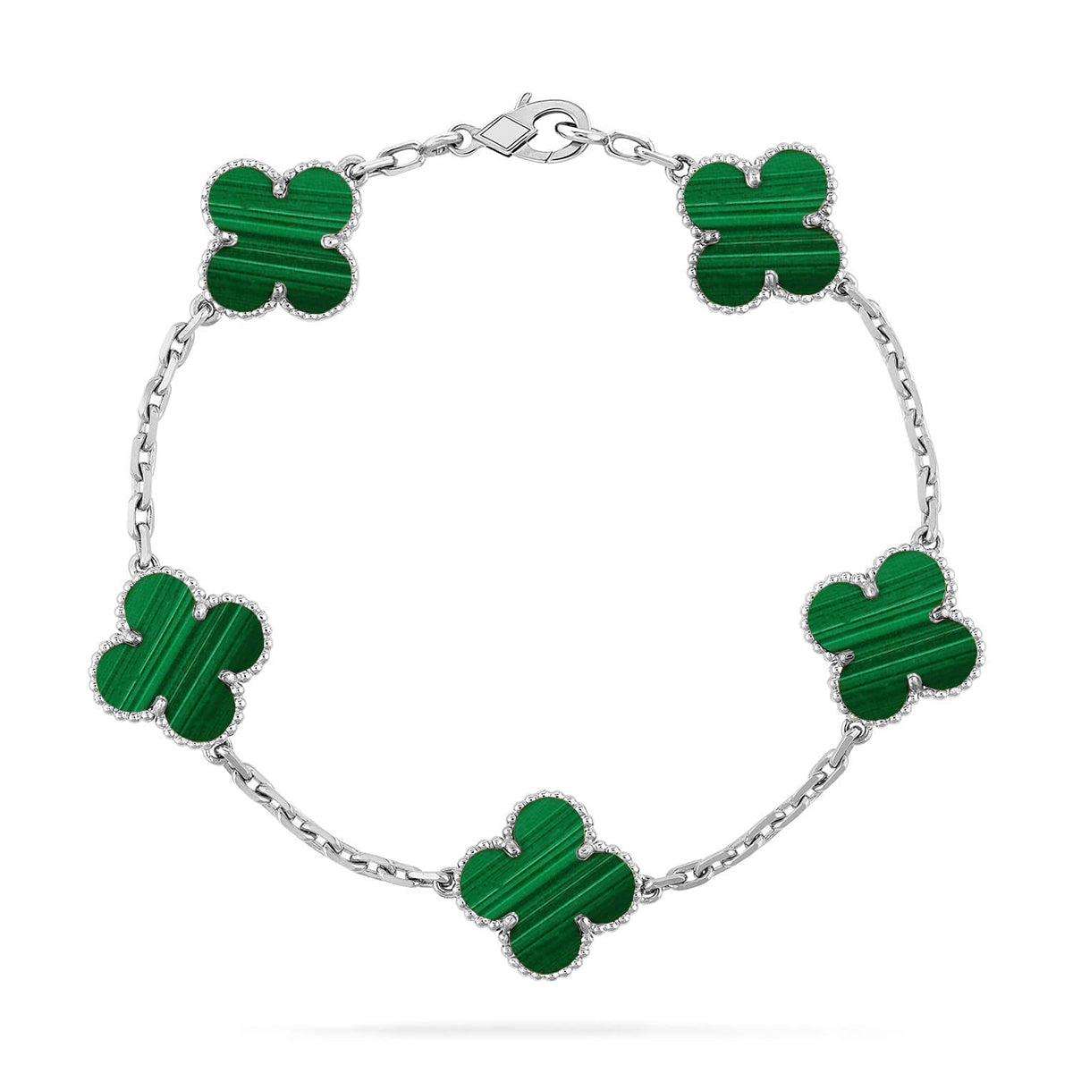 [LunaMar]LUCKY CLOVER 5-MOTIF BRACELET - MALACHITE COLLECTION