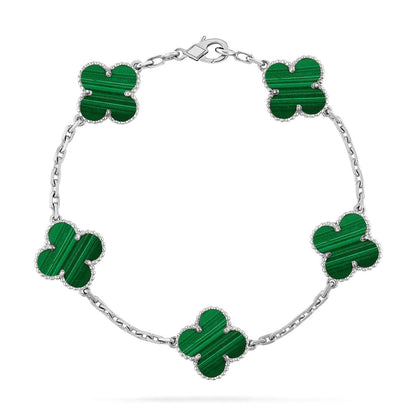 [LunaMar]LUCKY CLOVER 5-MOTIF BRACELET - MALACHITE COLLECTION