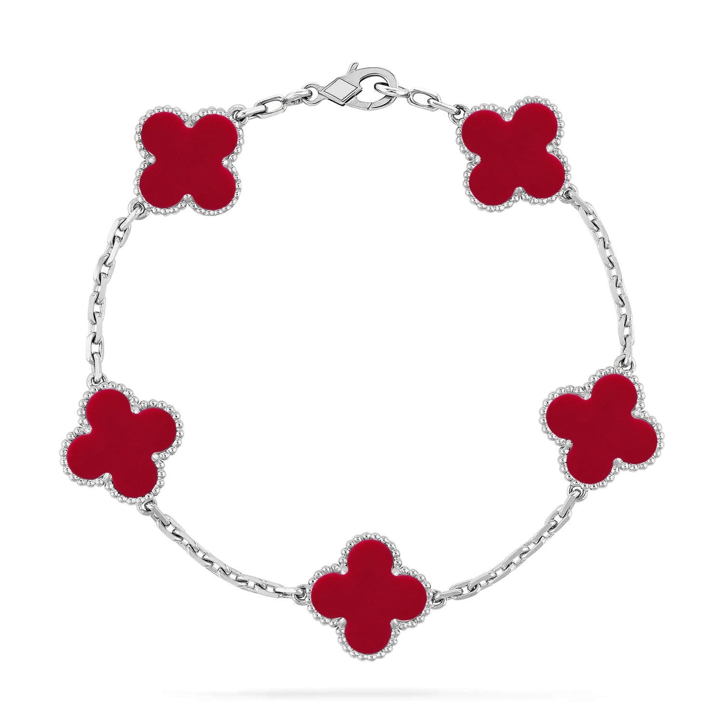 [LunaMar]LUCKY CLOVER 5-MOTIF BRACELET - RED CARNELIAN COLLECTION