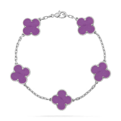 [LunaMar]LUCKY CLOVER 5-MOTIF BRACELET - VIOLET COLLECTION