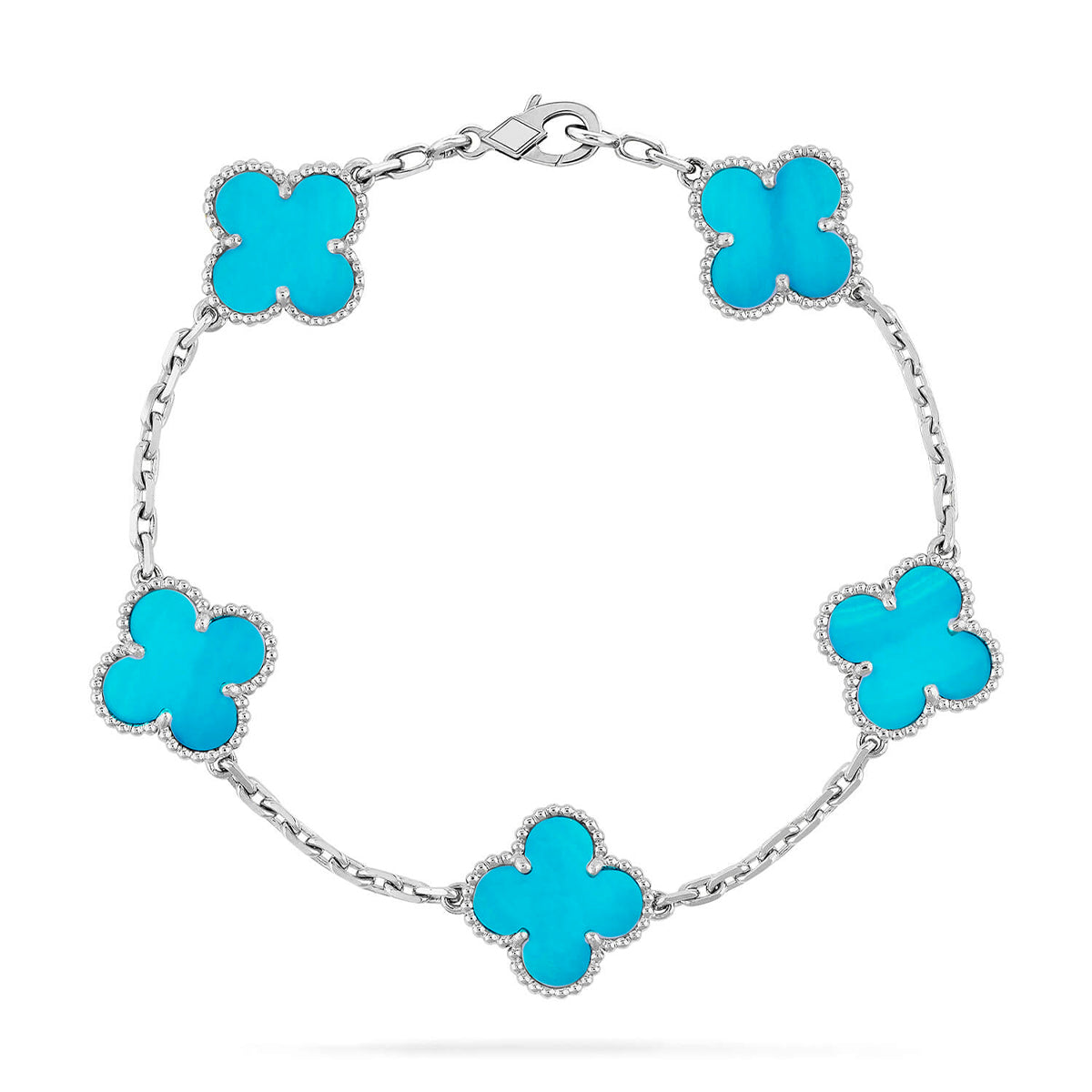 [LunaMar]LUCKY CLOVER 5-MOTIF BRACELET - TURQUOISE COLLECTION