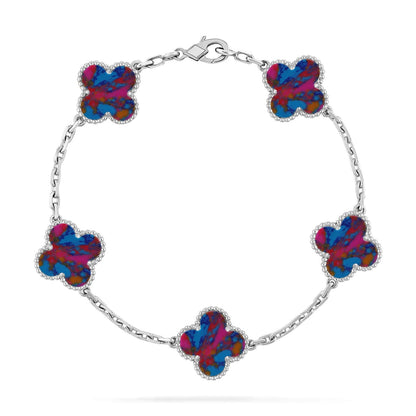 [LunaMar]LUCKY CLOVER 5-MOTIF BRACELET - MULTI-GEM COLLECTION