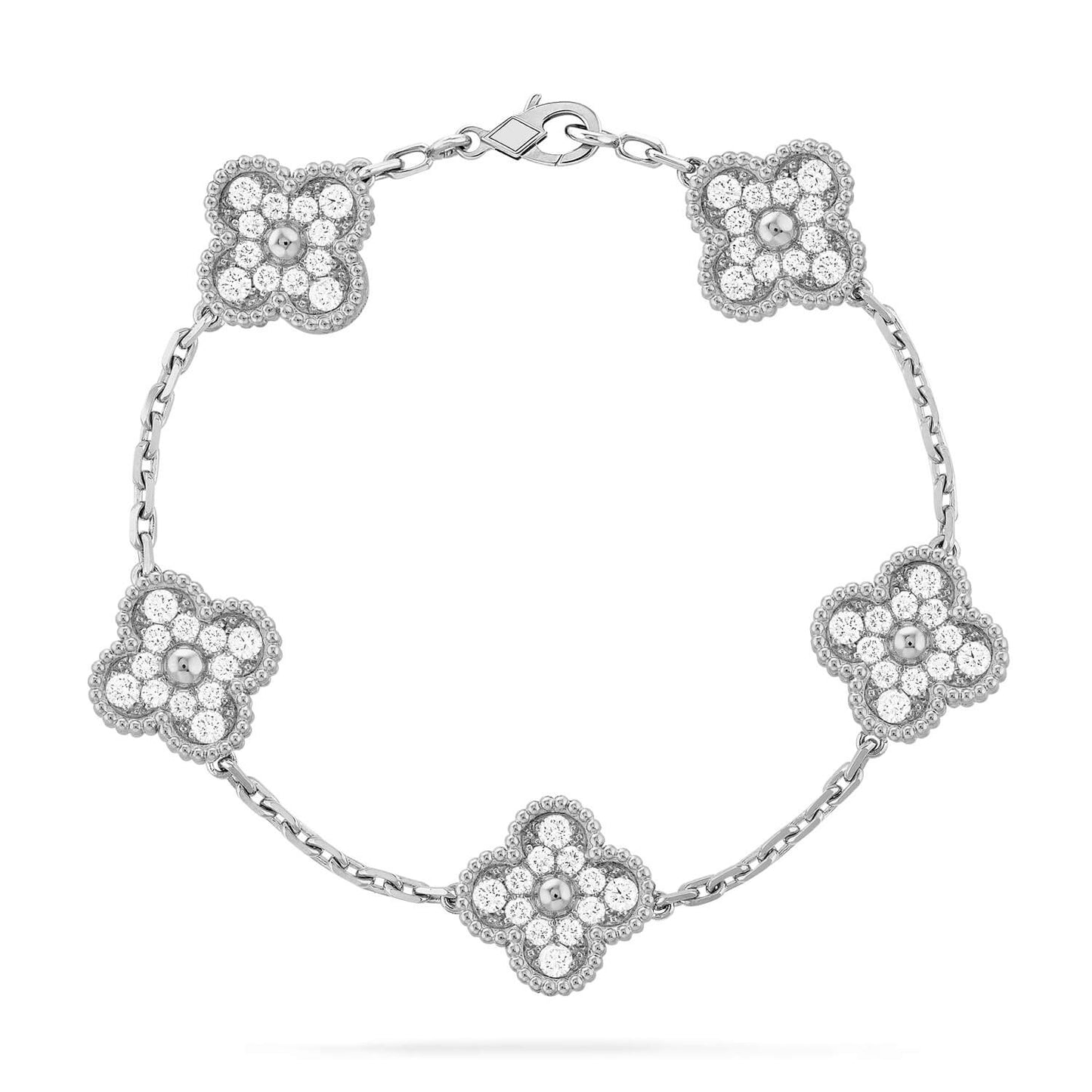 [LunaMar]LUCKY CLOVER 5-MOTIF BRACELET - FULL-DIAMOND