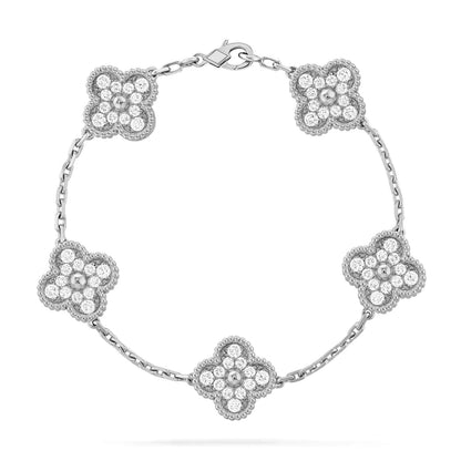 [LunaMar]LUCKY CLOVER 5-MOTIF BRACELET - FULL-DIAMOND