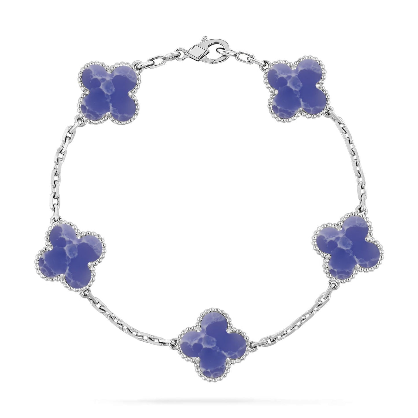 [LunaMar]LUCKY CLOVER 5-MOTIF BRACELET - BLUE LARIMAR COLLECTION