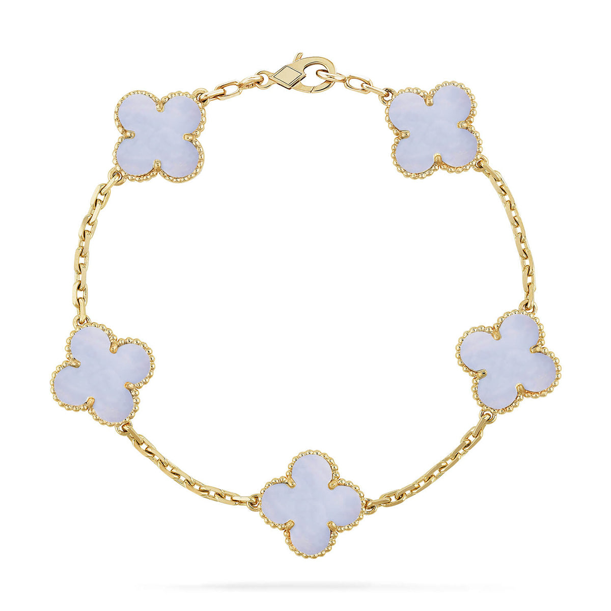 [LunaMar]LUCKY CLOVER 5-MOTIF BRACELET - PURPLE CHALCEDONY COLLECTION
