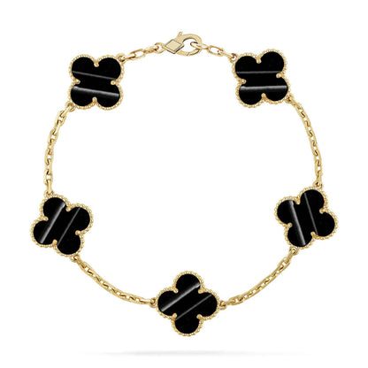 [LunaMar]LUCKY CLOVER 5-MOTIF BRACELET - PULSE STONE COLLECTION