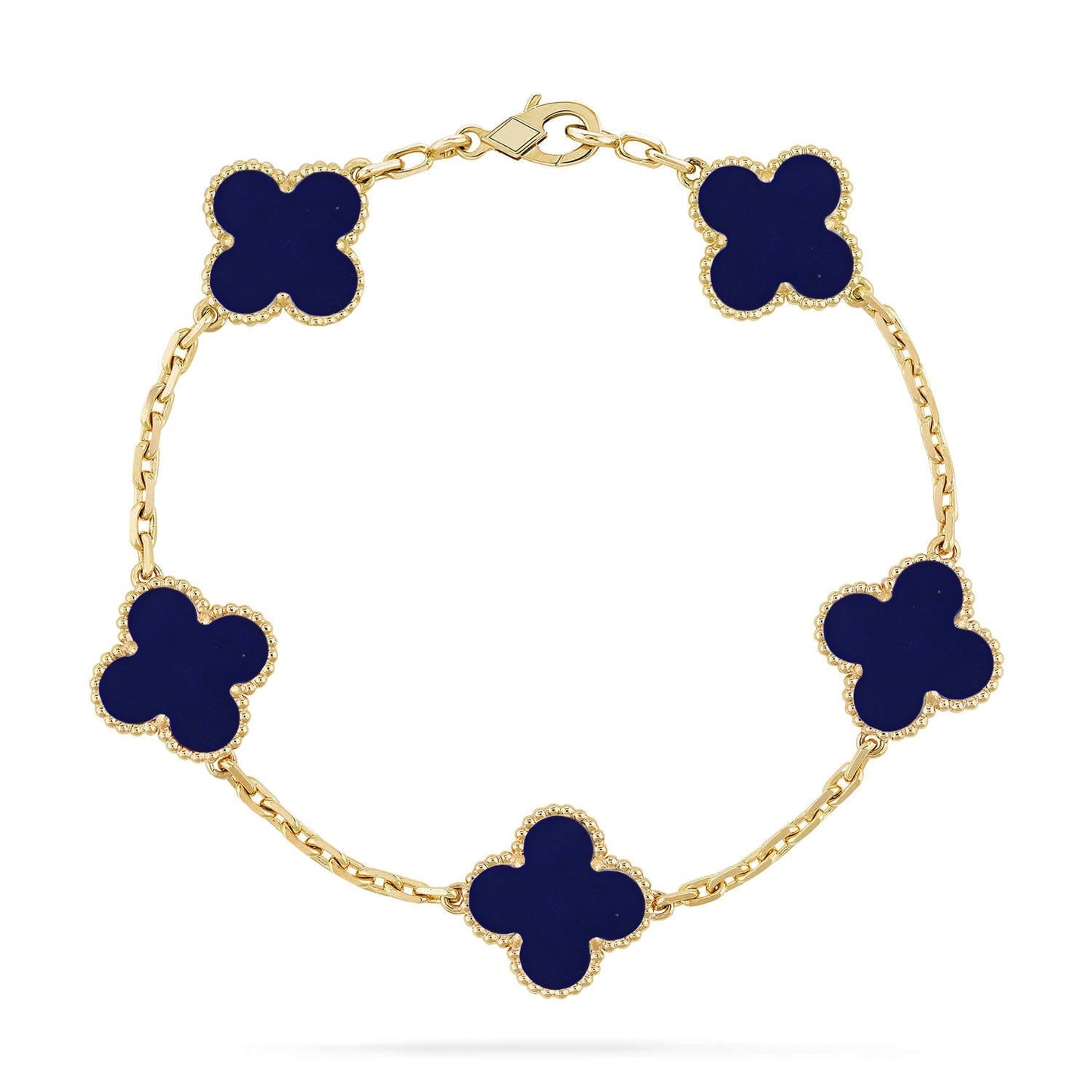 [LunaMar]LUCKY CLOVER 5-MOTIF BRACELET - LAPIS LAZULI COLLECTION