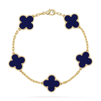 [LunaMar]LUCKY CLOVER 5-MOTIF BRACELET - LAPIS LAZULI COLLECTION