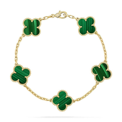 [LunaMar]LUCKY CLOVER 5-MOTIF BRACELET - MALACHITE COLLECTION