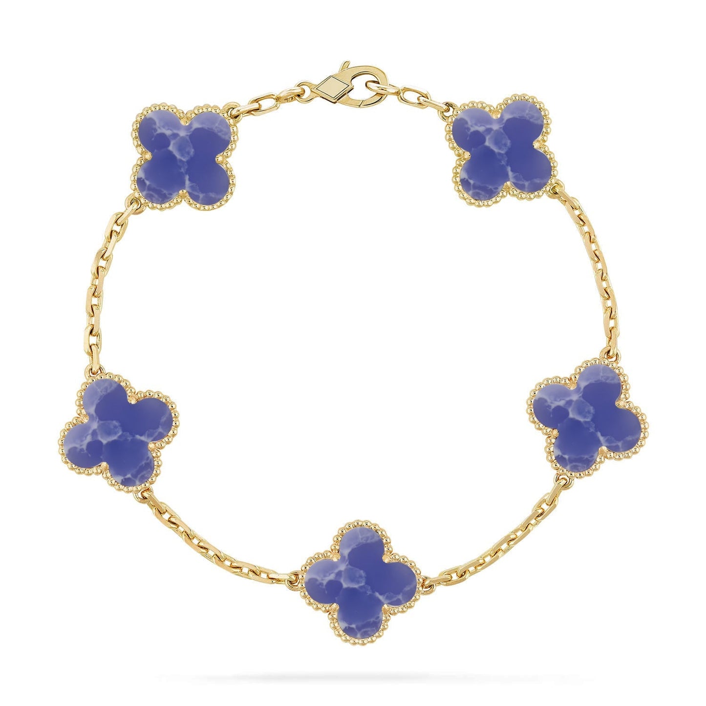 [LunaMar]LUCKY CLOVER 5-MOTIF BRACELET - BLUE LARIMAR COLLECTION
