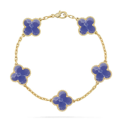 [LunaMar]LUCKY CLOVER 5-MOTIF BRACELET - BLUE LARIMAR COLLECTION