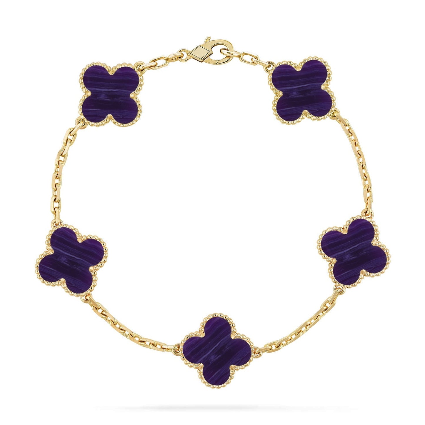 [LunaMar]LUCKY CLOVER 5-MOTIF BRACELET - CHAROITE COLLECTION