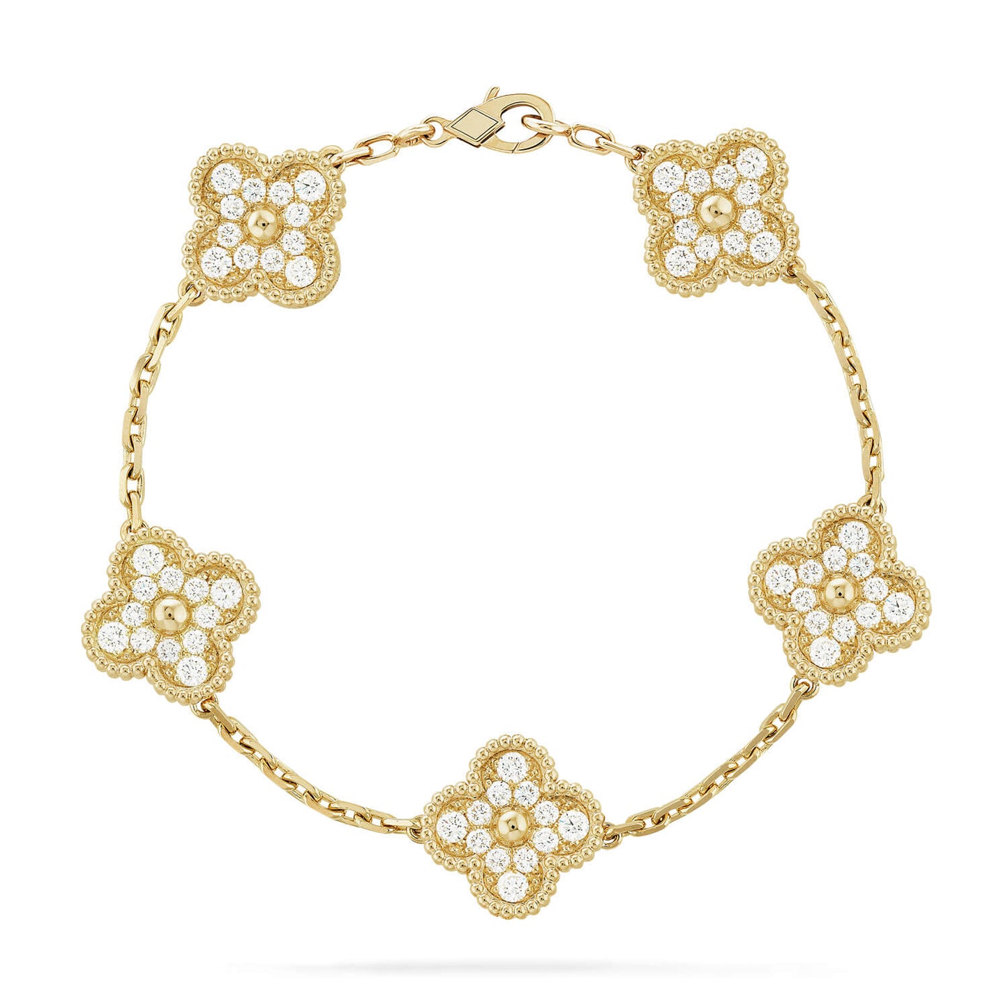 [LunaMar]LUCKY CLOVER 5-MOTIF BRACELET - FULL-DIAMOND