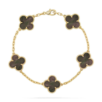 [LunaMar]LUCKY CLOVER 5-MOTIF BRACELET - GREY MOTHER-OF-PEARL COLLECTION