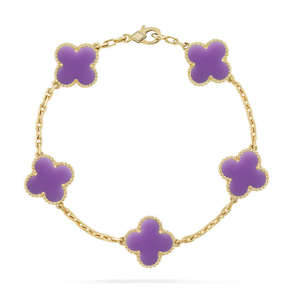 [LunaMar]LUCKY CLOVER 5-MOTIF BRACELET - LAVENDER COLLECTION