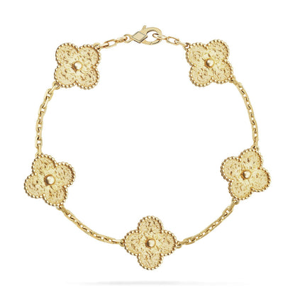 [LunaMar]LUCKY CLOVER 5-MOTIF BRACELET - BRONZING