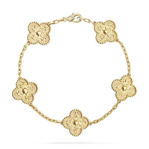 [LunaMar]LUCKY CLOVER 5-MOTIF BRACELET - BRONZING