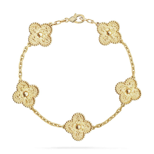 [LunaMar]LUCKY CLOVER 5-MOTIF BRACELET - BRONZING