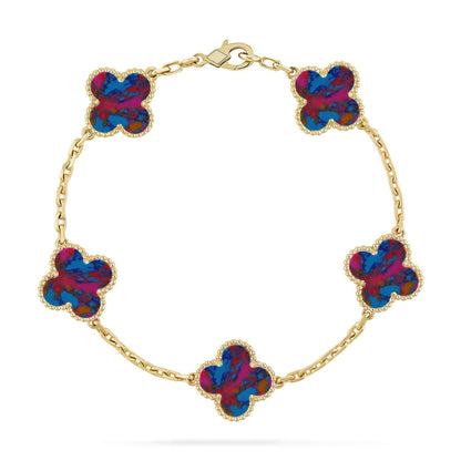 [LunaMar]LUCKY CLOVER 5-MOTIF BRACELET - MULTI-GEM COLLECTION