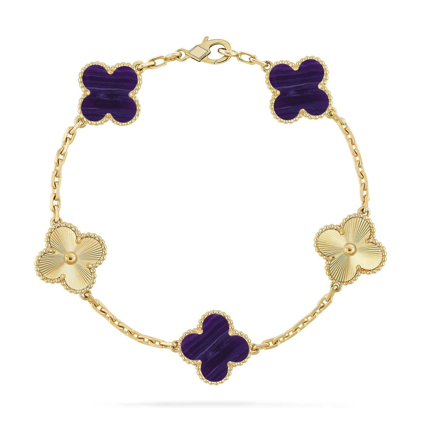 [LunaMar]LUCKY CLOVER 5-MOTIF BRACELET - CHAROITE COLLECTION