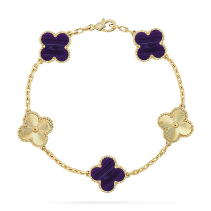 [LunaMar]LUCKY CLOVER 5-MOTIF BRACELET - CHAROITE COLLECTION
