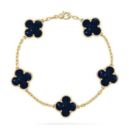 [LunaMar]LUCKY CLOVER 5-MOTIF BRACELET - PIETERSITE COLLECTION