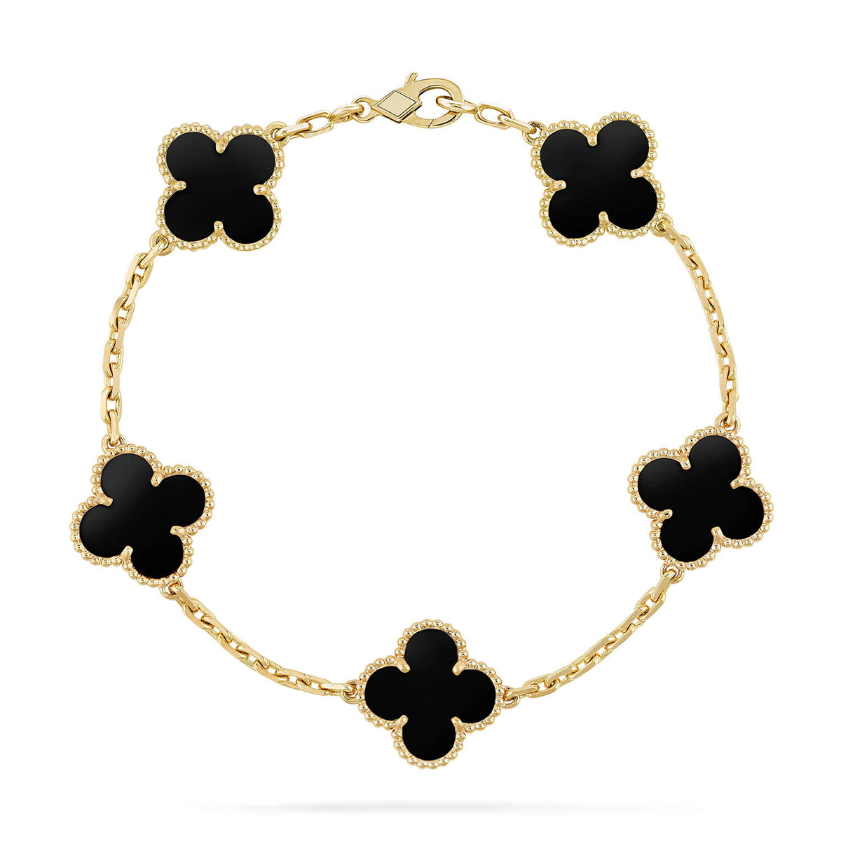 [LunaMar]LUCKY CLOVER 5-MOTIF BRACELET - BLACK OXNY COLLECTION
