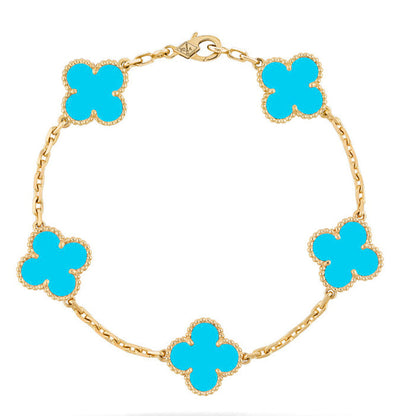 [LunaMar]LUCKY CLOVER 5-MOTIF BRACELET - TURQUOISE COLLECTION