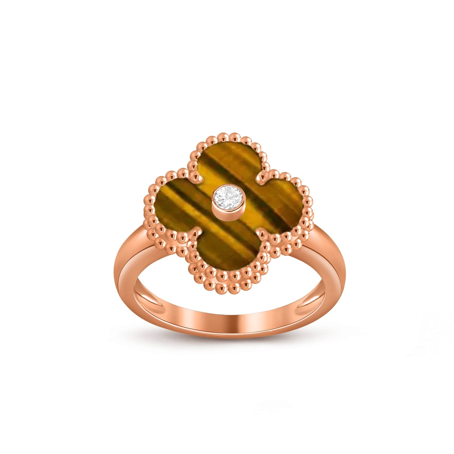 [LunaMar]LUCKY CLOVER DIAMOND-ACCENT ROSE GOLD RING COLLECTION