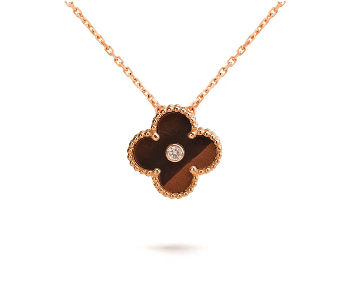 [LunaMar]15MM CLOVER FLOWER DIAMOND PENDANT NECKLACE COLLECTION