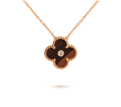 [LunaMar]15MM CLOVER FLOWER DIAMOND PENDANT NECKLACE COLLECTION