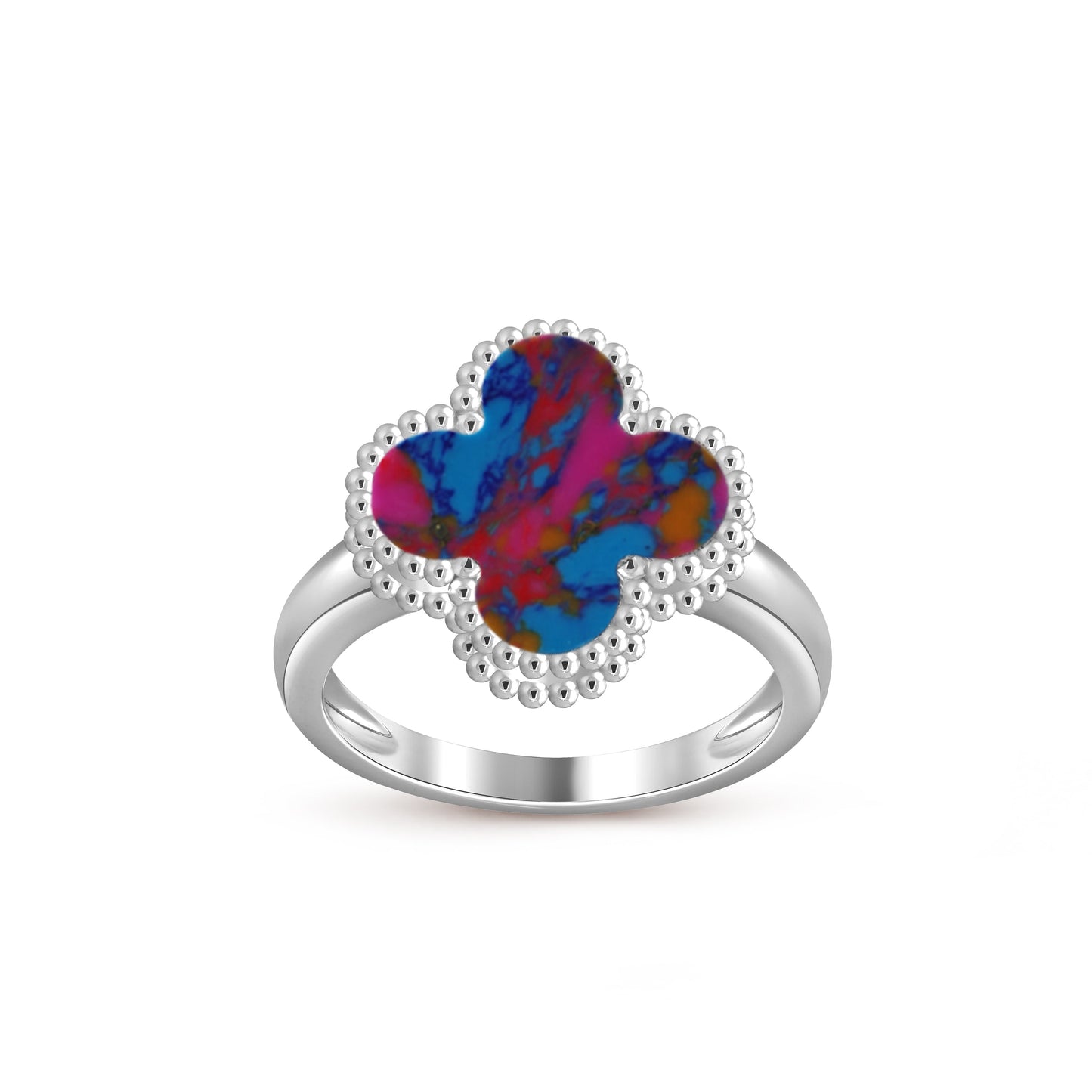 [LunaMar]LUCKY CLOVER VINTAGE WHITE GOLD RING COLLECTION