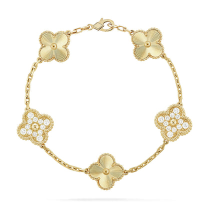 [LunaMar]LUCKY CLOVER 5-MOTIF BRACELET - LASER COLLECTION