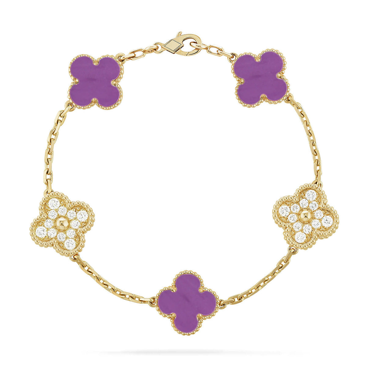 [LunaMar]LUCKY CLOVER 5-MOTIF BRACELET - VIOLET COLLECTION