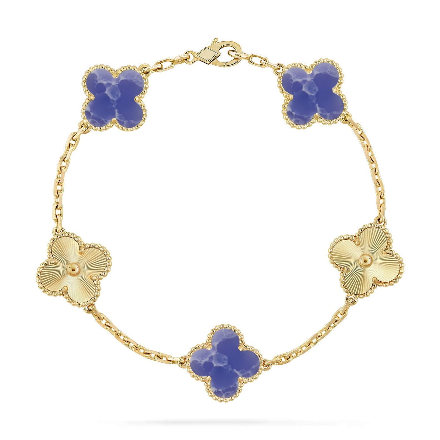 [LunaMar]LUCKY CLOVER 5-MOTIF BRACELET - BLUE LARIMAR COLLECTION
