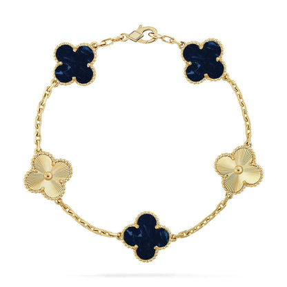 [LunaMar]LUCKY CLOVER 5-MOTIF BRACELET - PIETERSITE COLLECTION