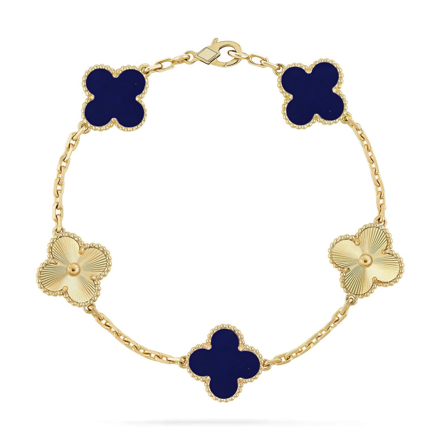 [LunaMar]LUCKY CLOVER 5-MOTIF BRACELET - LAPIS LAZULI COLLECTION