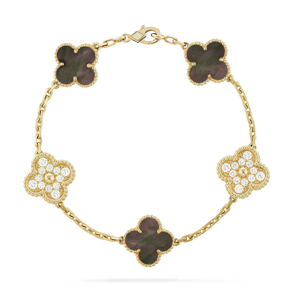 [LunaMar]LUCKY CLOVER 5-MOTIF BRACELET - GREY MOTHER-OF-PEARL COLLECTION