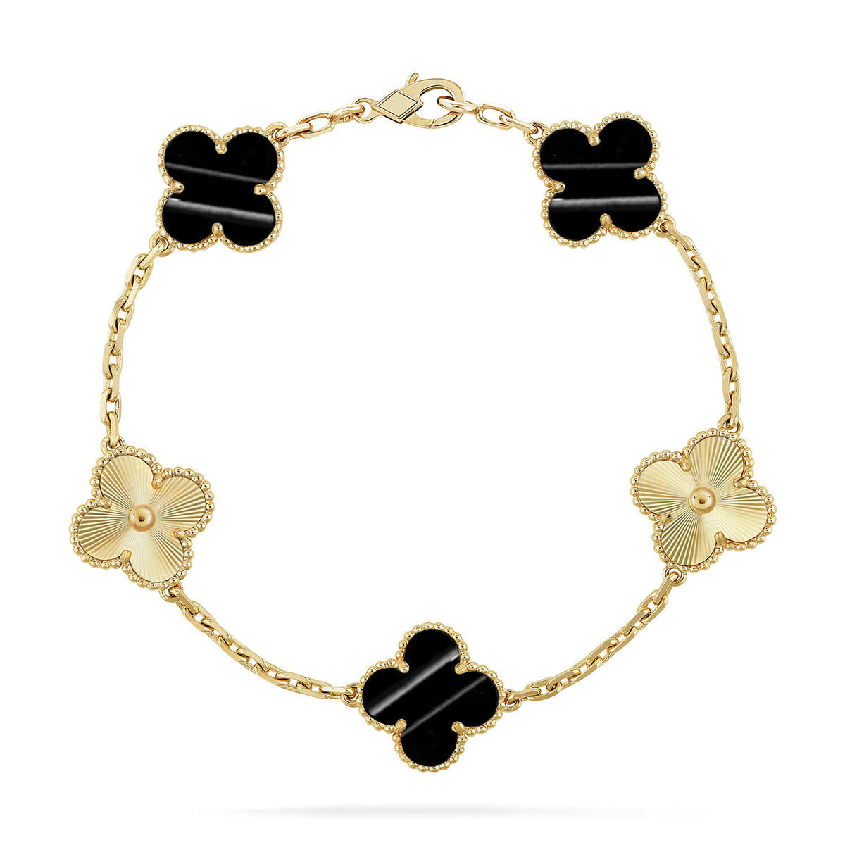 [LunaMar]LUCKY CLOVER 5-MOTIF BRACELET - PULSE STONE COLLECTION