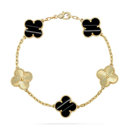 [LunaMar]LUCKY CLOVER 5-MOTIF BRACELET - PULSE STONE COLLECTION