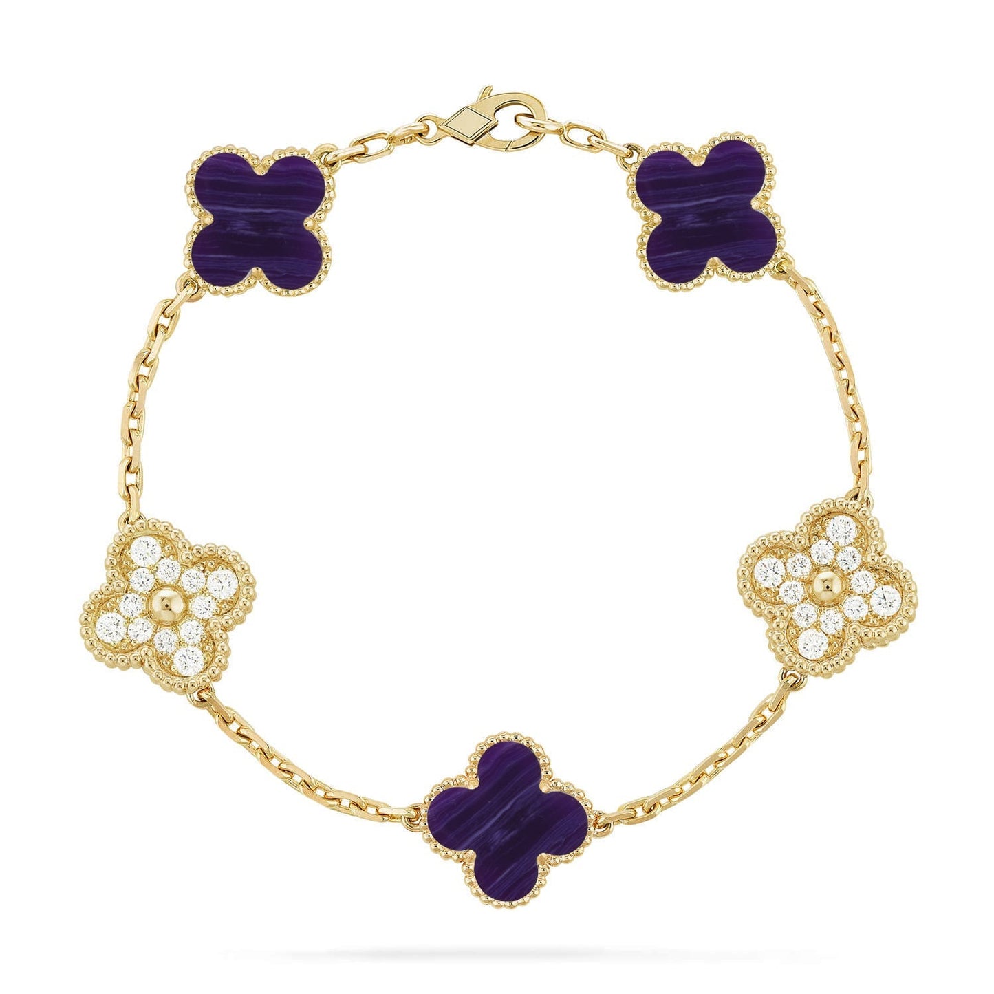 [LunaMar]LUCKY CLOVER 5-MOTIF BRACELET - CHAROITE COLLECTION