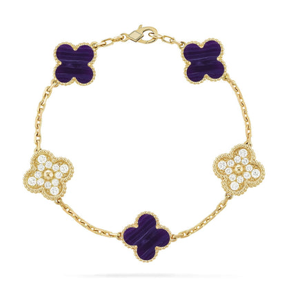 [LunaMar]LUCKY CLOVER 5-MOTIF BRACELET - CHAROITE COLLECTION