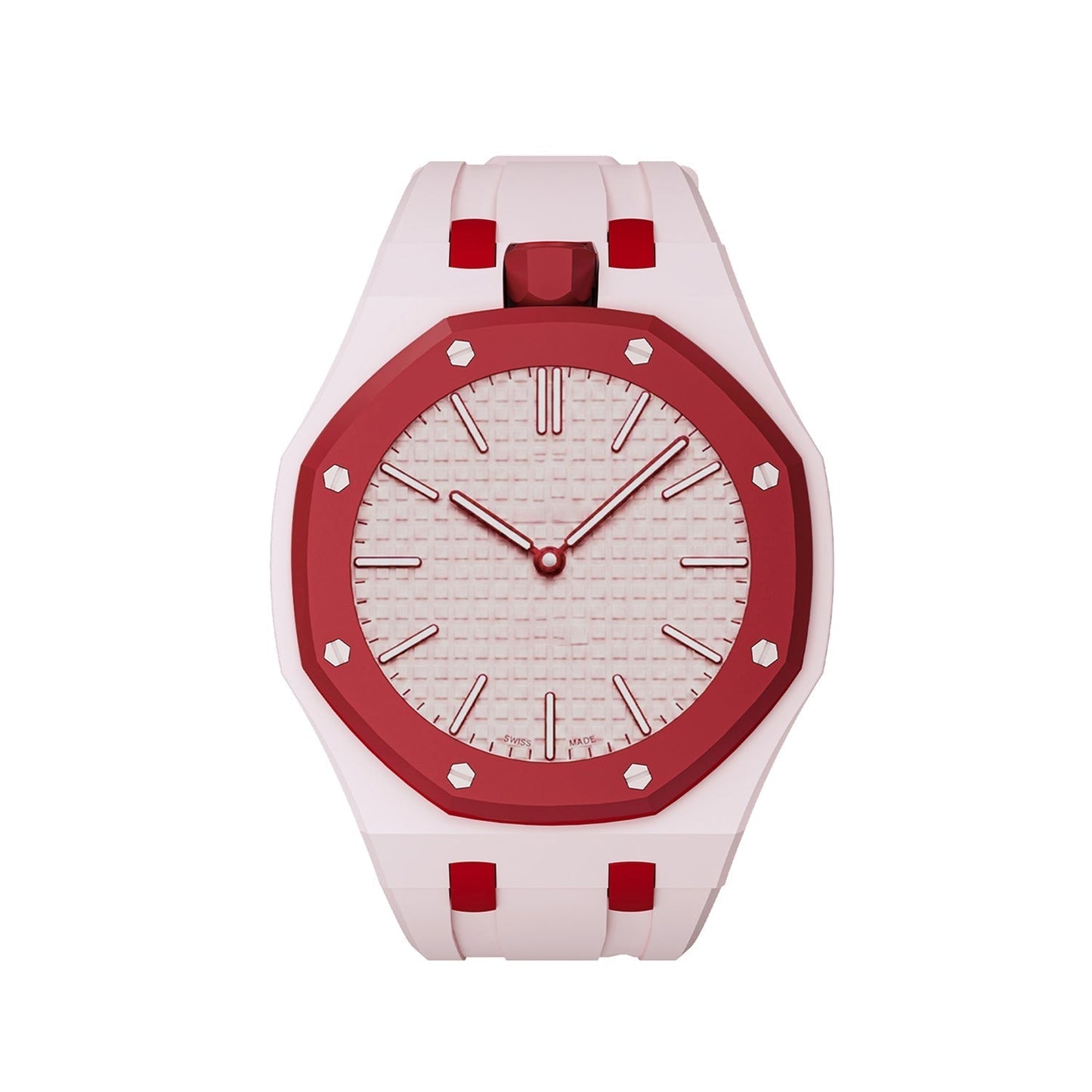 [LunaMar]OAK POP EXCLUSIVE PINK AND RED SILICONE STRAP