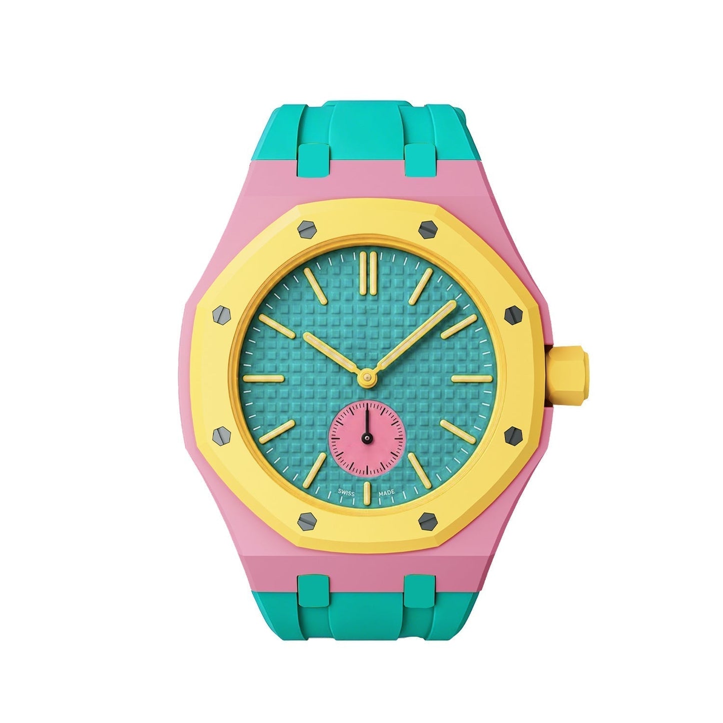 [LunaMar]OAK POP EXCLUSIVE PINK AND GREEN SILICONE STRAP