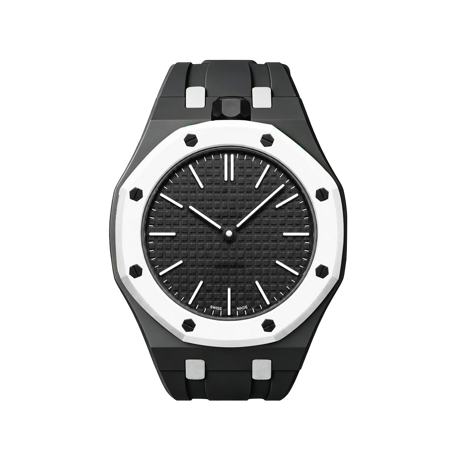 [LunaMar]OAK POP EXCLUSIVE BLACK AND WHITE SILICONE STRAP