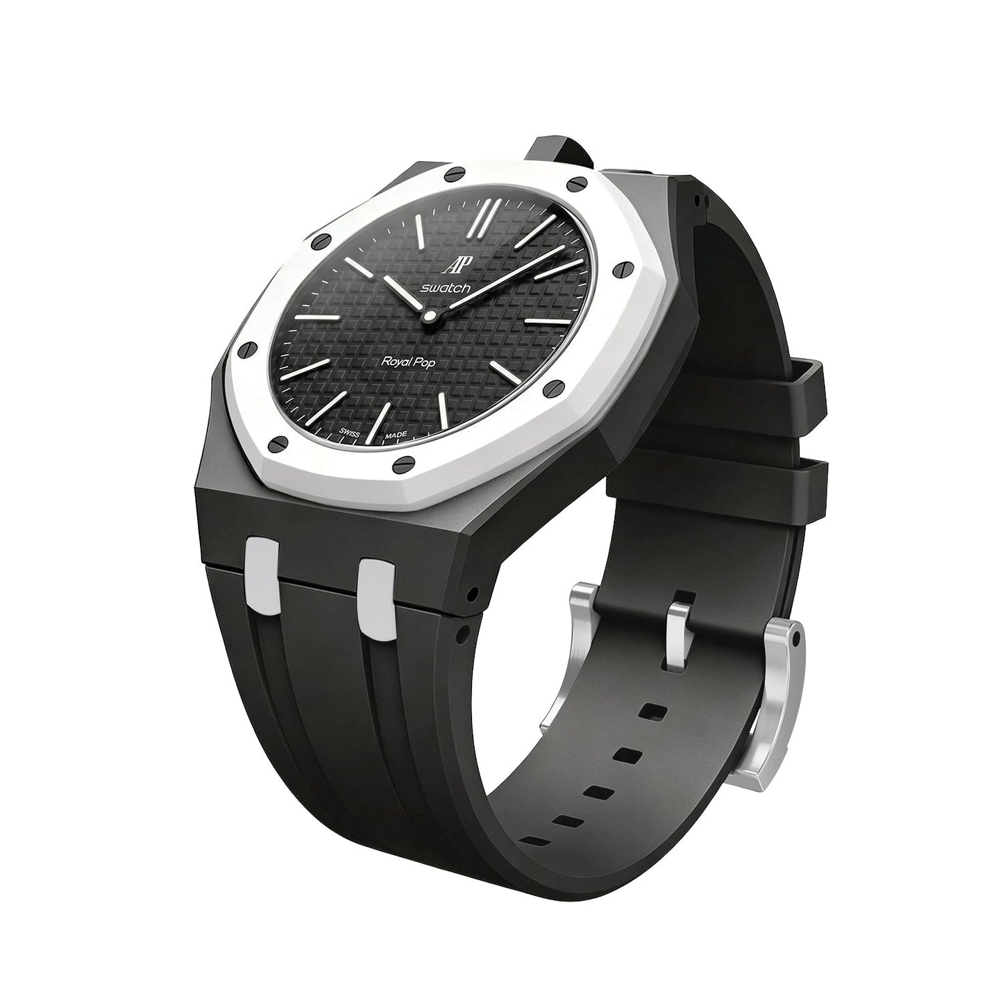 [LunaMar]OAK POP EXCLUSIVE BLACK AND WHITE SILICONE STRAP